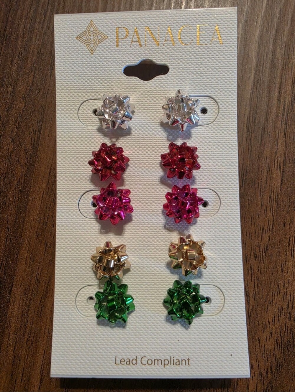 Panacea Metallic Bow Stud Earrings - Set Of 5